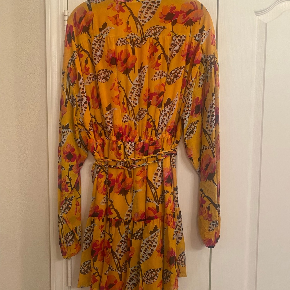 A.L.C. Jen Silk Floral Yellow Dress Size 12 - Picture 14 of 15